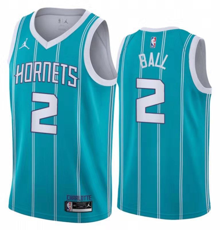 Men Charlotte Hornets #2 Ball Light Blue City Edition NBA Jerseys->nfl hats->Sports Caps